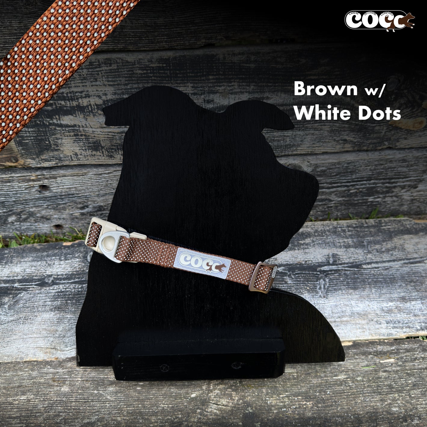 Adjustable Collar Brown w/ White Dots